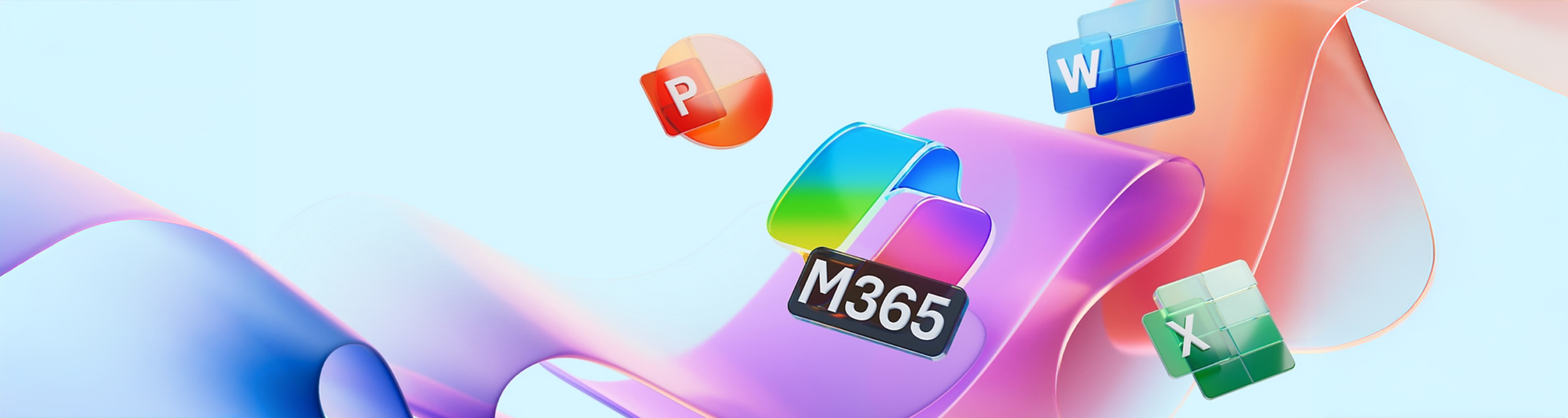 Microsoft 365 logo with Word, Excel and PowerPoint icons representing passwordless authentication security